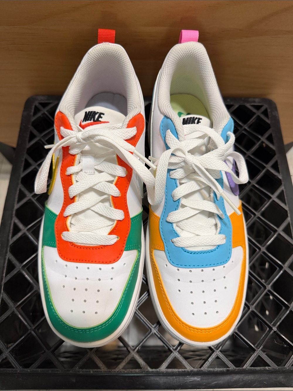 Nike Kids Colorblock Low-Top Sneakers in White, Orange, Blue, Green, Purple